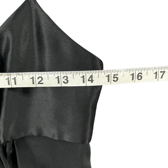 ABS Y2K Babydoll Dress 4 Black Satin Mini Rhinestone Dark Fairy Retro Vintage - Picture 8 of 14